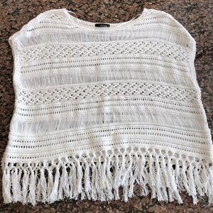 NWT a.n.a White Sweater with Fringe